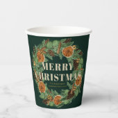 ドライオレンジパインリース素朴ホリデーグリーン 紙コップ (正面)