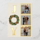 ドライオレンジ ウォーターカラー リース 喜び フォト ゴールド 箔シーズンカード (正面)