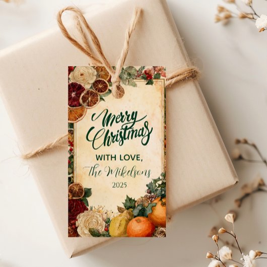 ドライオ素朴レンジとフルーツクリスマス ギフトタグ