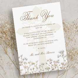 ドライカスミソウの宗教的な結婚式のお礼 カード