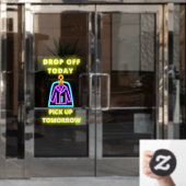 ドライクリーナーは明日のネオンのピックアップをドロップフェイク ウィンドウサイン (オフィスドア)