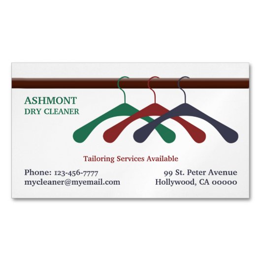 ドライクリーナー洗濯物 マグネット名刺 (正面)