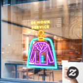 ドライクリーニング店の疑似ネオン 24時間営業 フロント ウィンドウサイン (カフェ窓)