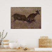 ドライグラスに鹿のカップル ポスター (キッチン)