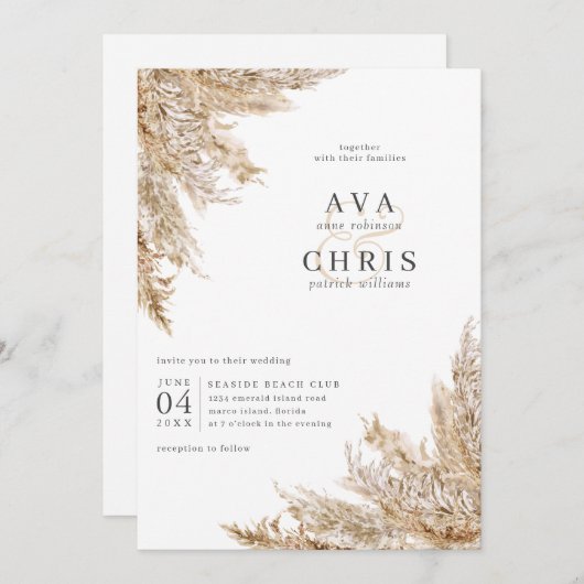 ドライグラスパンパ結婚式招待状 招待状 (正面/裏面)