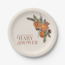 ドライシンプルドオレンジスライス&シナモンベビーシャワー ペーパープレート