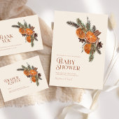 ドライシンプルドオレンジスライス&シナモンベビーシャワー ラウンドシール