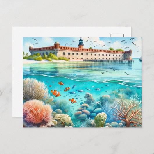 ドライトルトゥガスナショナルパークフォートウォーターの色 ポストカード (正面/裏面)