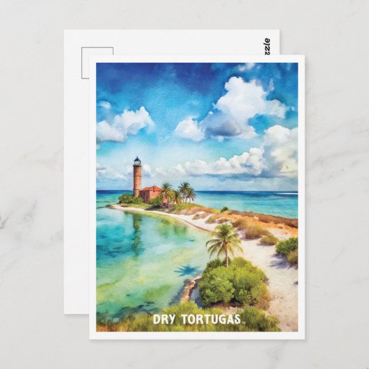 ドライトルトゥガス国立公園ウォーター絵画カラー ポストカード (正面/裏面)