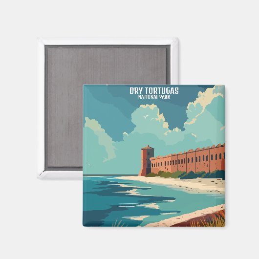 ドライトルトゥガス国立公園フロリダヴィンテージ旅行 マグネット (正面/裏面)
