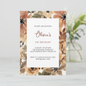 ドライトロピカルフラワー 1歳の誕生日招待状 招待状 (スタンド正面)