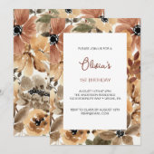 ドライトロピカルフラワー 1歳の誕生日招待状 招待状 (正面/裏面)