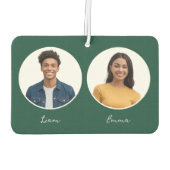 ドライバとパートナーの写真の名前を元に戻すカスタム カーエアーフレッシュナー (裏面)