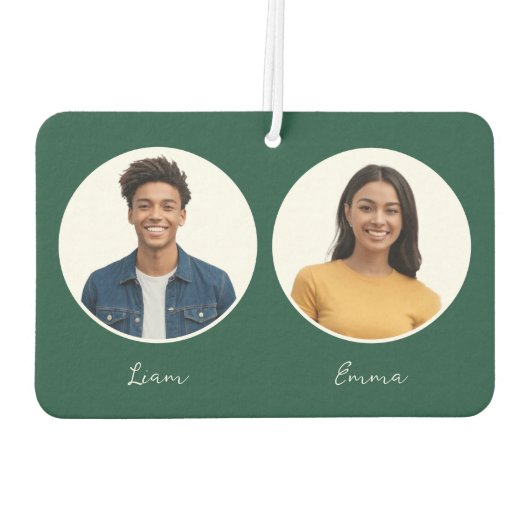 ドライバとパートナーの写真の名前を元に戻すカスタム カーエアーフレッシュナー (裏面)