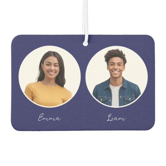 ドライバとパートナーの写真の名前を元に戻すカスタム カーエアーフレッシュナー (正面)