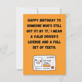 ドライバライセンスおもしろい誕生日グリーティングカード 招待状