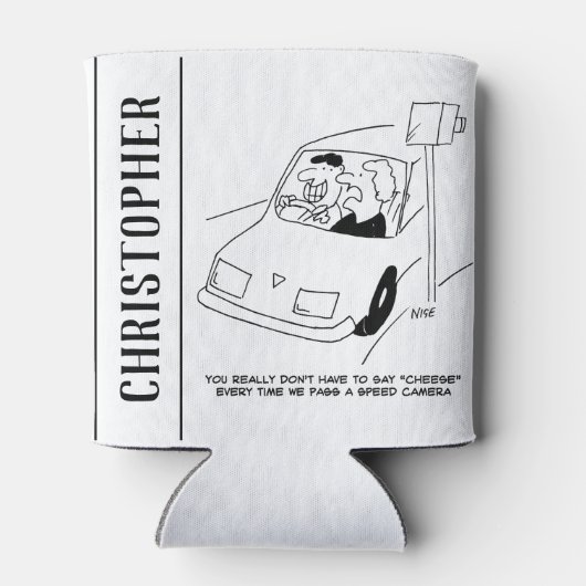 ドライバーがスピードカメラを通過するとチーズと言う 缶クーラー (裏面)