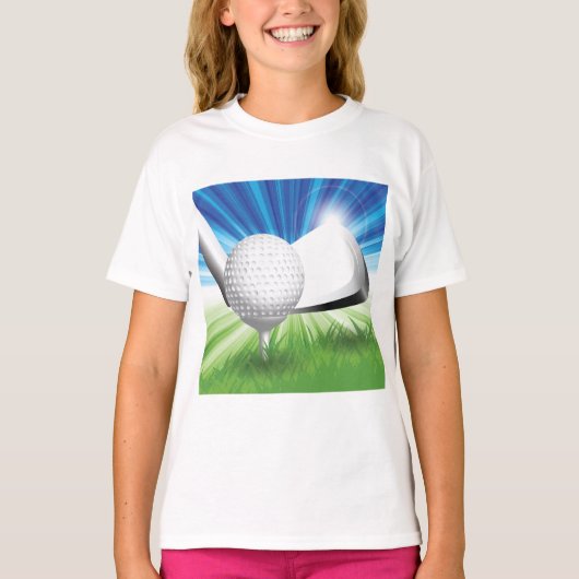 ドライバーとゴルフボールのティー Tシャツ (正面)