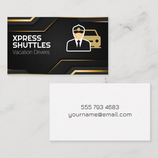 ドライバーと自動車のロゴ 名刺 (正面/裏面)