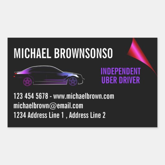 ドライバーに依存しない自動車 長方形シール (正面)