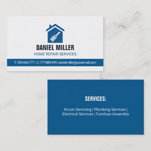 ドライバーハウスのアイコンのホーム修理サービス 名刺 (正面/裏面)