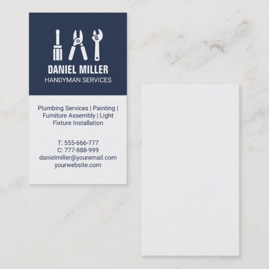 ドライバーワイヤーカッタースパナーハンドマン垂直 名刺 (正面/裏面)