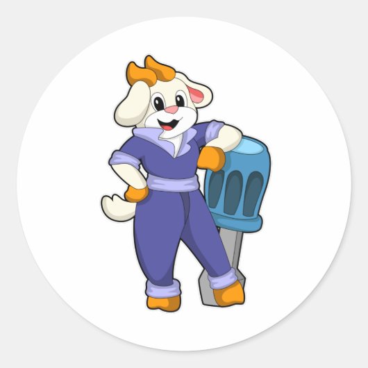 ドライバー付き整備士ヤギ ラウンドシール (正面)