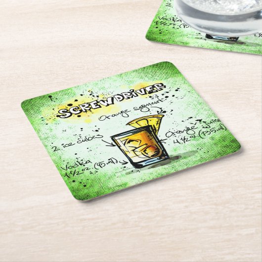 ドライバー飲料レシピ スクエアペーパーコースター (アングル)