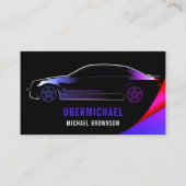 ドライバー メタリック カー ブラック パープル ネオン オート 名刺 (正面)