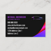 ドライバー メタリック カー ブラック パープル ネオン ラックス オート 名刺 (裏面)