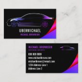 ドライバー メタリック カー ブラック パープル ネオン ラックス オート 名刺 (正面/裏面)