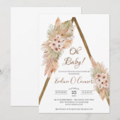 ドライパーム葉ズパンパスダスティピンクオーキッドオベビー 招待状 (正面/裏面)