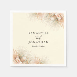 ドライパーム赤面フラワーズボホ結婚ーズ スタンダードカクテルナプキン