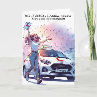ドライビングテストに合格おめでとう（女性） カード
