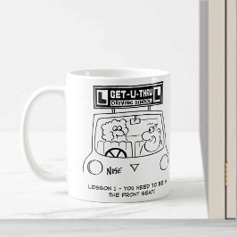 ドライビングレッスン – 間違った座席に瞳孔 コーヒーマグカップ