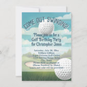 ドライビングレンジゴルフ特別イベント又はバースデーパーティー 招待状 (正面)