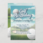 ドライビングレンジゴルフ誕生日パーティーの招待 招待状 (正面/裏面)