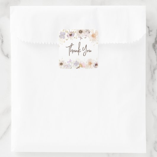 ドライフラワーありがとう スクエアシール (バッグ)