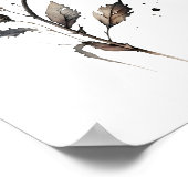 ドライフラワーインクウォーターカラーブラック ポスター (角)