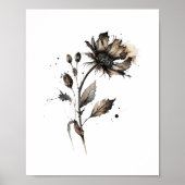 ドライフラワーインクウォーターカラーブラック ポスター (正面)