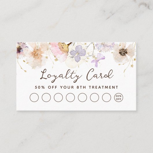 ドライフラワーエレガントロイヤリティカード 名刺 (正面)