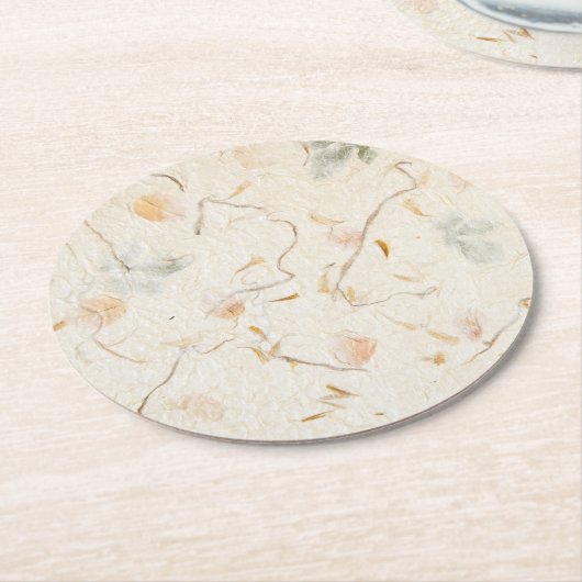 ドライフラワーナチュラルバックグラフト紙 ラウンドペーパーコースター (アングル)