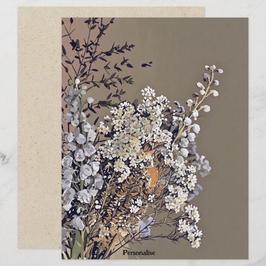 ドライフラワーリーフヴィンテージスクラップブック紙 (正面/裏面)