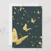 ドライフラワー幾何学模様ボーダー ダークグリーンの背景 招待状 (裏面)