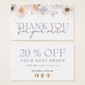 ドライフラワー感謝していは割引カード (正面&裏面)