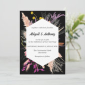 ドライフラワー/モノクロのウェディング 招待状 (スタンド正面)