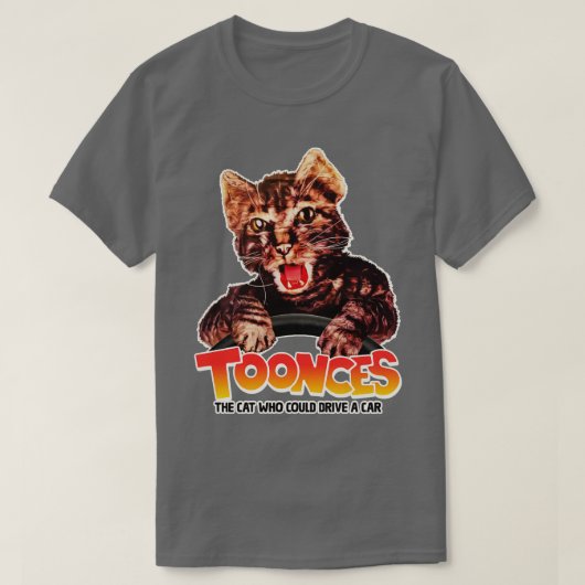 ドライブできる猫をトーンセス Tシャツ (デザイン正面)