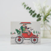 ドライブでヴィンテージのクリスマスカップル シーズンカード (スタンド正面)