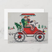ドライブでヴィンテージのクリスマスカップル シーズンカード (正面/裏面)