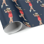 ドライブのスポーツパターンの贈り物の後の女性ゴルファー ラッピングペーパー (ロールコーナー)
